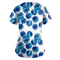 Блузи Работна Облека Краток Ракав Графички Отпечатоци Блузи V-Вратот Мода За Жени Сина м