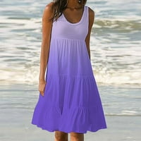 Ичуани женски фустан дозвола Женски Моден Празник Летен Градиент Печатење Фустан На Плажа Без Ракави
