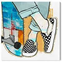 Wynwood Studio Prints Skater Girl Girl Mase and Glam Shoes Wall Art Canvas Print Blue Turkize 30x30