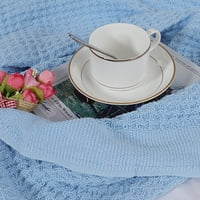 Уникатни поволни цени памук вафли ткаат кревет фрли ќебе 90 90 небо сина боја