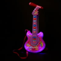 Dash Toyz во розова електрична гитара застанете микрофон за играње на светла