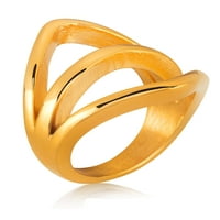 Сплит опсег златен позлатен прстен од не'рѓосувачки челик
