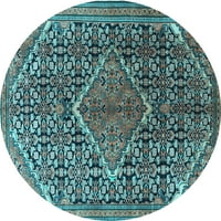 Ахгли Компанија Внатрешна Тркалезна Персиска Светло Сина Традиционална Област Килими, 4 ' Круг