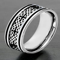 Крајбрежен накит од не'рѓосувачки челик црни јаглеродни влакна келтски дизајн прстен