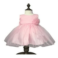 Chiffon Tulle Wedding Pageant Flower Girl Bool Bow Tie Sash Satin Scirt, Pink