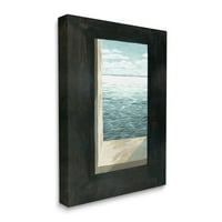 Студената индустрија Светилникот прозорец бурно небо Наутички океански бранови Слики галерија завиткани од платно печатење wallидна уметност, 16x20