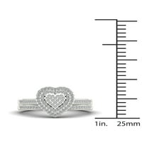 1 3CT TDW Diamond S Sterling Silver Silver Heart Claster Cluster Halo Bridal Set