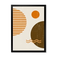DesignArt 'Апстрактна минимална месечина и сонце во тонови на Земјата III' Современа врамена уметност печатење