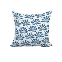 Ина сино цветно печатење декоративен полиестер фрлаат перница со постелнина текстура