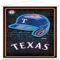 Тексас Ренџерс-Неонски Шлем Ѕид Постер Со Магнетна Рамка, 22.375 34