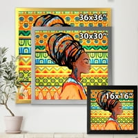 DesignArt 'Afristanceенски портрет на афроамериканка со модерно уметничко печатење на Turban III'