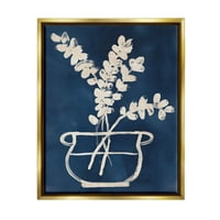 Апстрактни лисја на таппел индустрии Ботаничка преглед графичка уметност металик злато лебдечко врамено платно печатено wallид