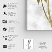 Студио Винвуд Студио Флорална и ботаничка wallидна уметност платно ги отпечати дрвјата „Палма злато III“ - злато, бело