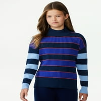 Бесплатно собрание девојки шарени џемпер со долги ракави, големини 4-18