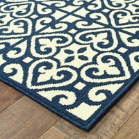 Лаурет геометриски килим на отворено, слонова коска морнарица 2, 2 '4'