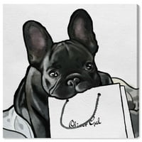 Wynwood Studio Animals Wall Art Canvas Prints 'Оливер Гал француски кученца кучиња и кутриња - црна, бела