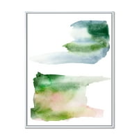 DesignArt „Сино зелени и розови точки на облаците“ модерни врамени платно wallидни уметности