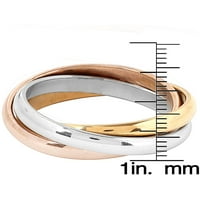 Крајбрежен накит три бои не'рѓосувачки челик испреплетен прстен на троен опсег