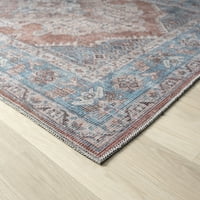 Обединети ткајачи шарм мирот традиционална гранична октагонска област килим, сина, 7'10 7'10