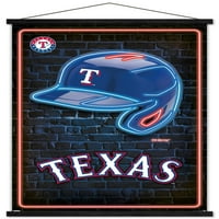Тексас Ренџерс-Неонски Шлем Ѕид Постер Со Магнетна Рамка, 22.375 34