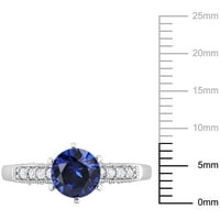 Miabellaенски женски 1- КТ создаде сино сафир карат дијамант 10kt прстен за ангажман на бело злато