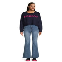 Сонувачи од деби женски петок плетен џемпер, средна тежина